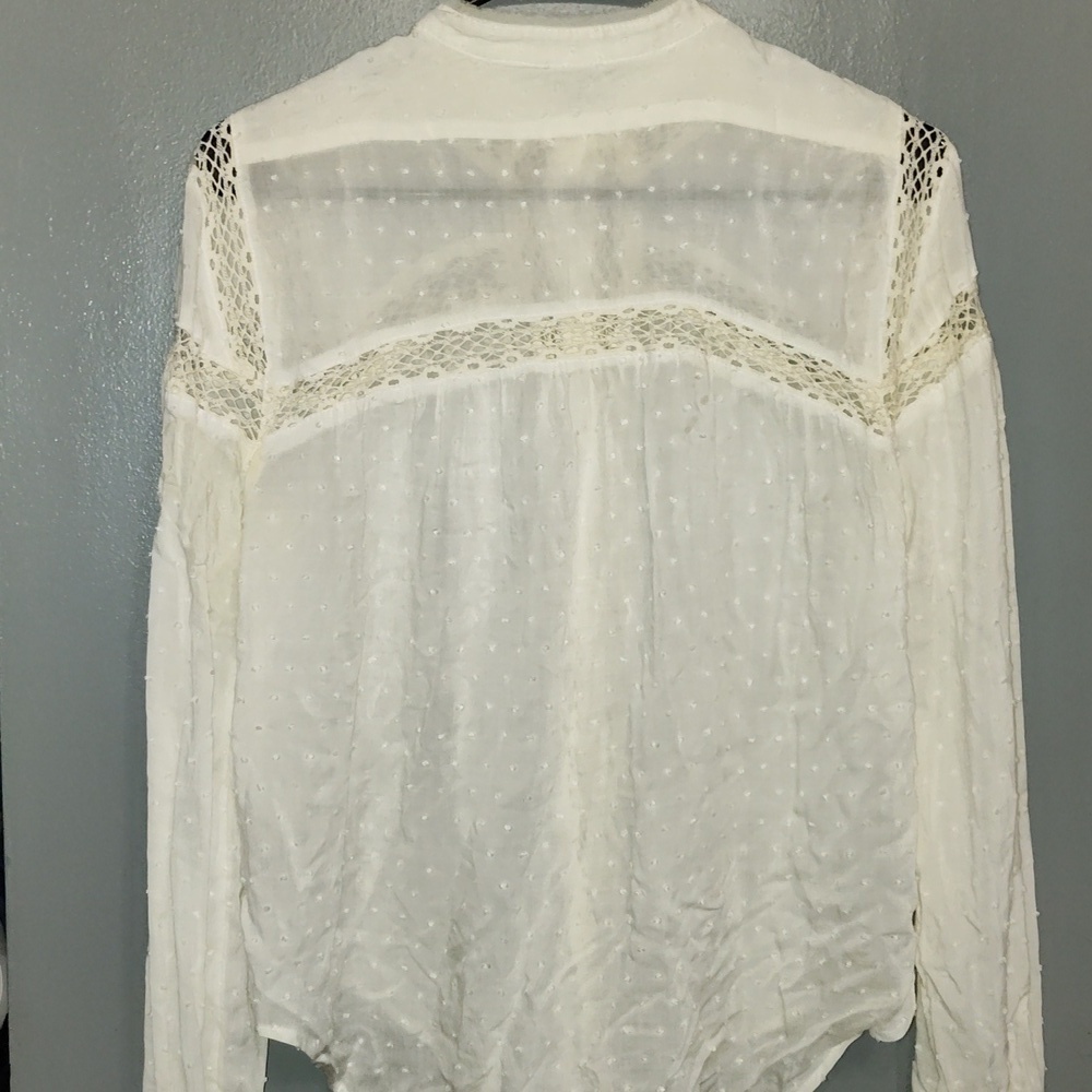 Free People  off White Large Crochet Minky Raised Dots Bump Surface size small - Picture 2 of 8